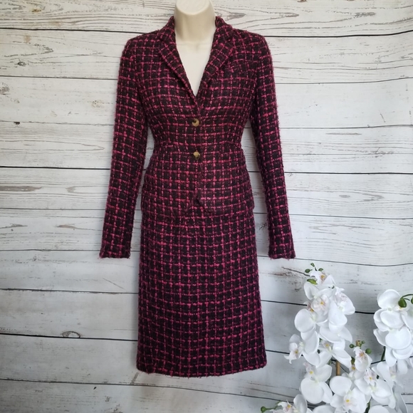 Calvin Klein Dresses & Skirts - Calvin Klein Vintage Tweed Plaid Skirt Suit Set